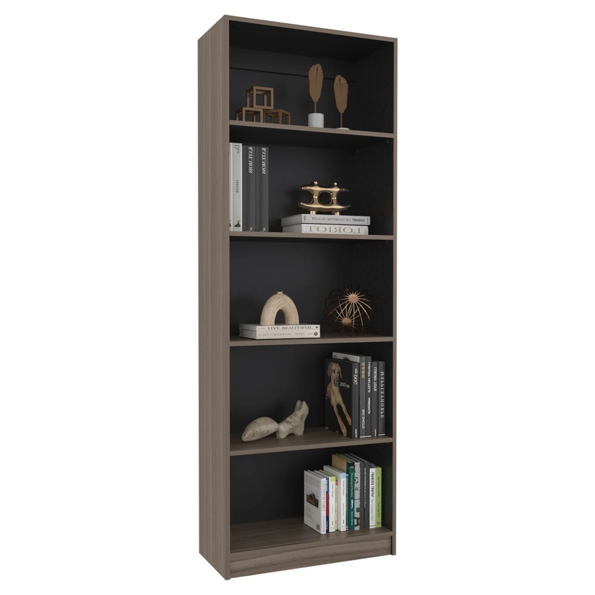 TUHOME - ESTANTE 5 NIVELES HOME-E3 AVELLANA Y WENGUE 180,6X62,8X29,9 CM