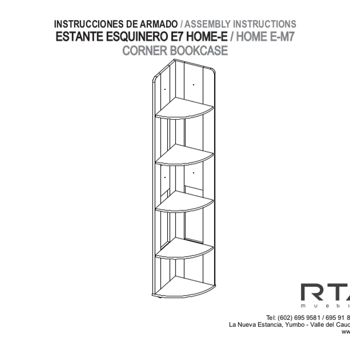 TUHOME - ESTANTE ESQUINERO HOME-E7 CARTAGENA Y WENGUE 180,6X30X30 CM
