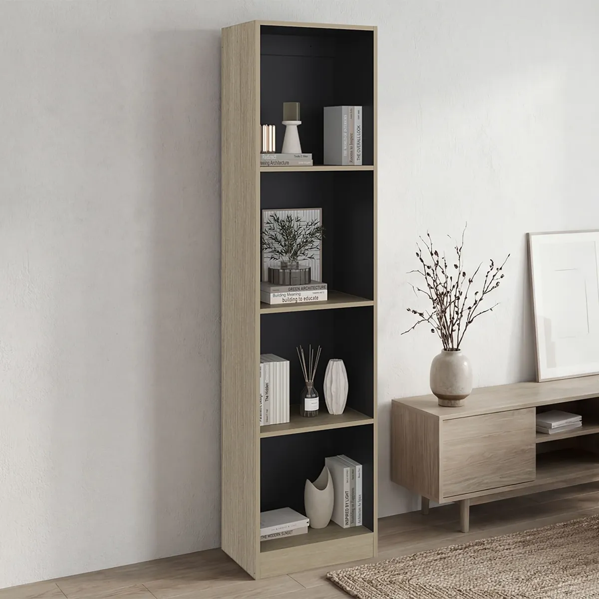 TUHOME - ESTANTE 4 NIVELES HOME-E2 CARTAGENA Y WENGUE 180,6X45,0X29,9 CM