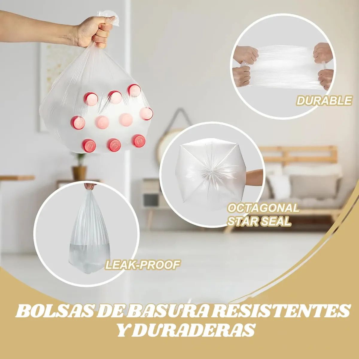 GENERICO - 100 Unidades Bolsa De Basura Biodegradable 50x60cm-Blanco