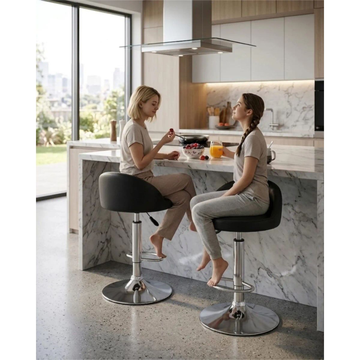 GENERICO - Pack 2 Sillas de Bar Ergonómicas Ajustable con Apoyapiés