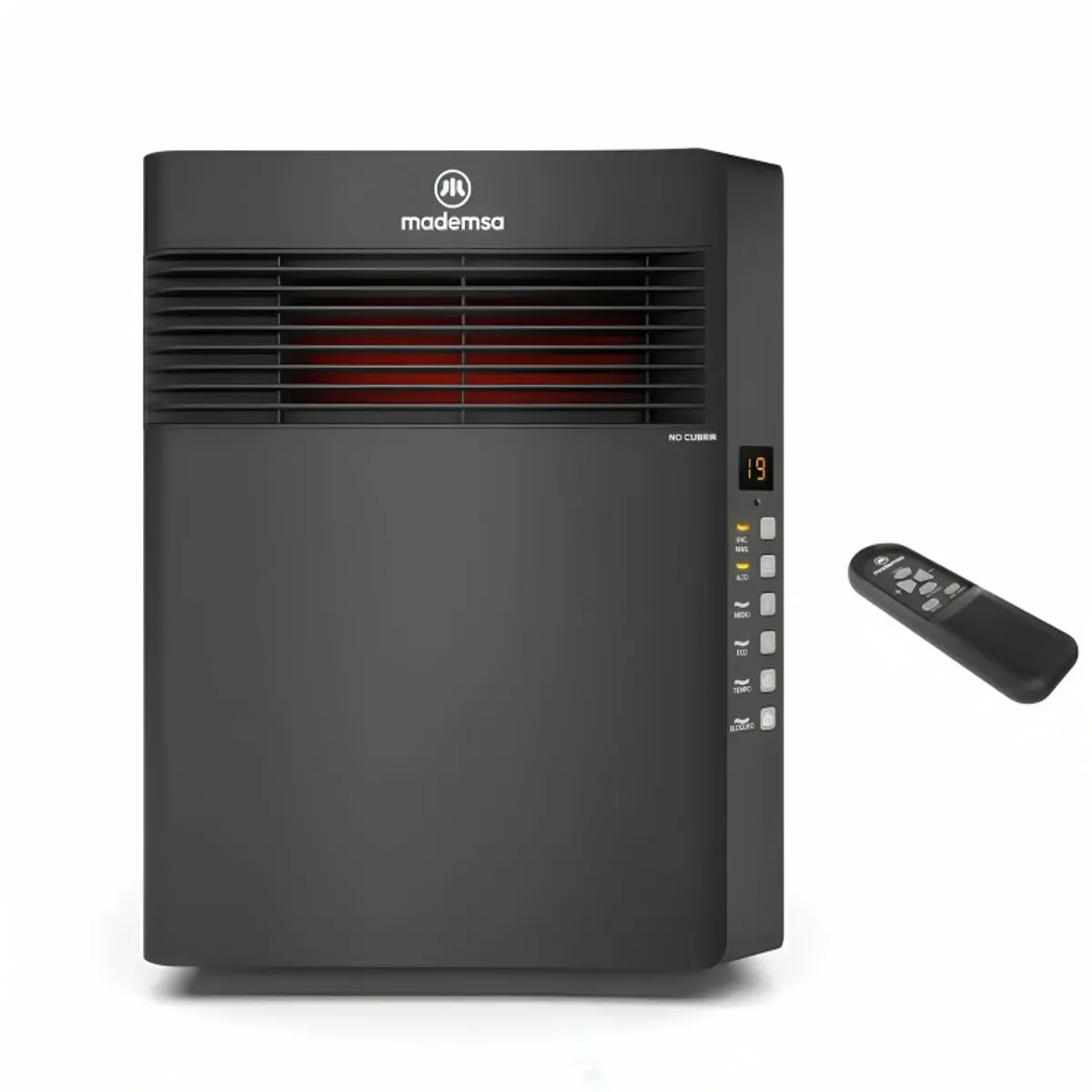 MADEMSA - Estufa Eléctrica Infrarroja Mademsa 1500W Digital Modo Eco Control Remoto INF10 Negra