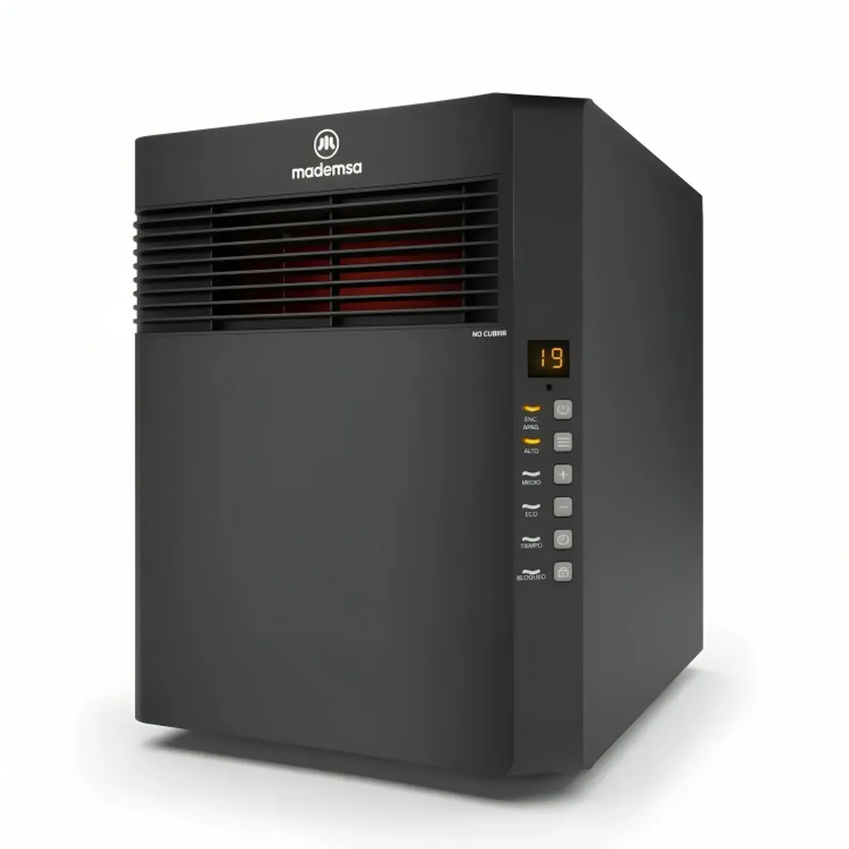 MADEMSA - Estufa Eléctrica Infrarroja Mademsa 1500W Digital Modo Eco Control Remoto INF10 Negra