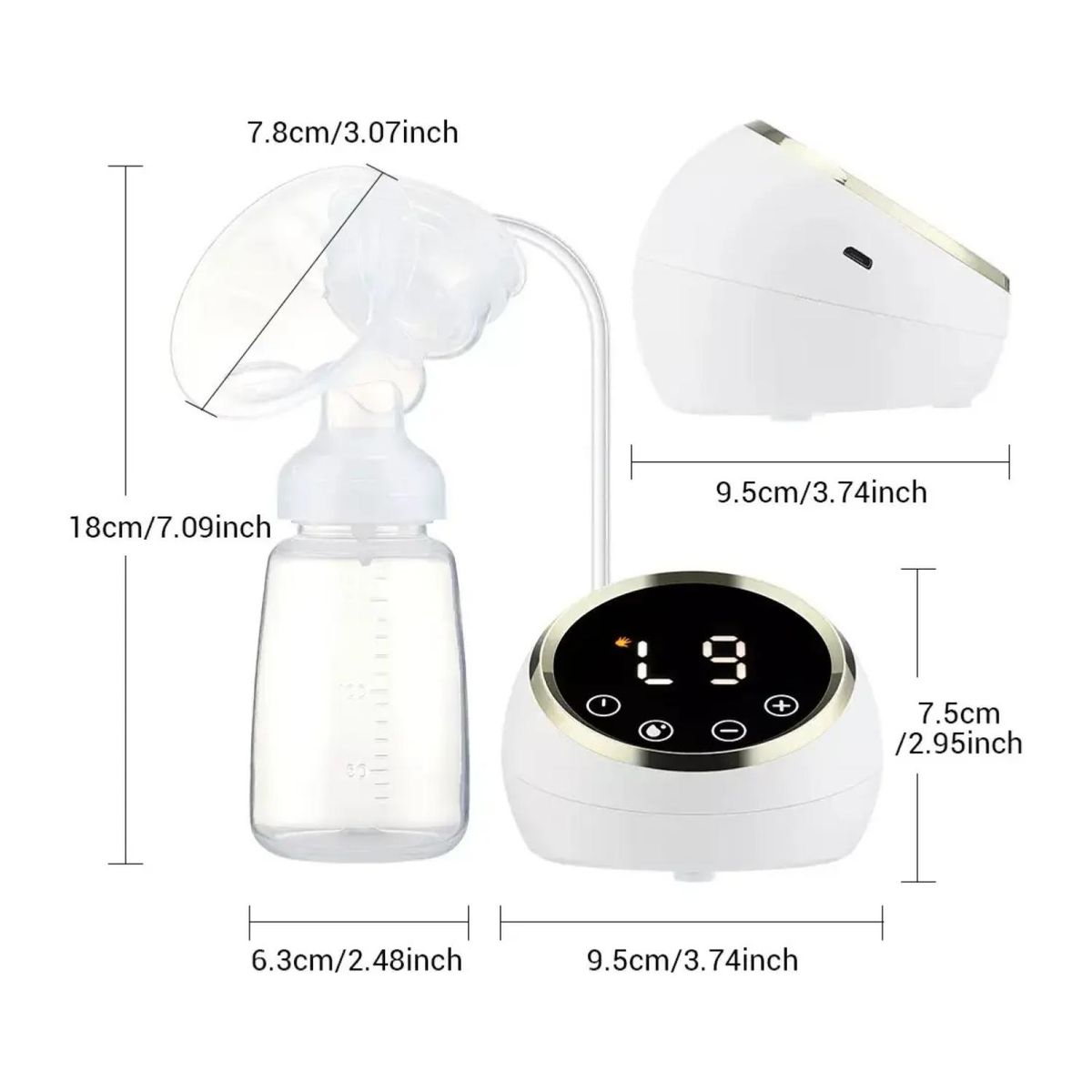 GENERICO - Extractor De Leche Doble Succion Electrico USB Blanco Infantil