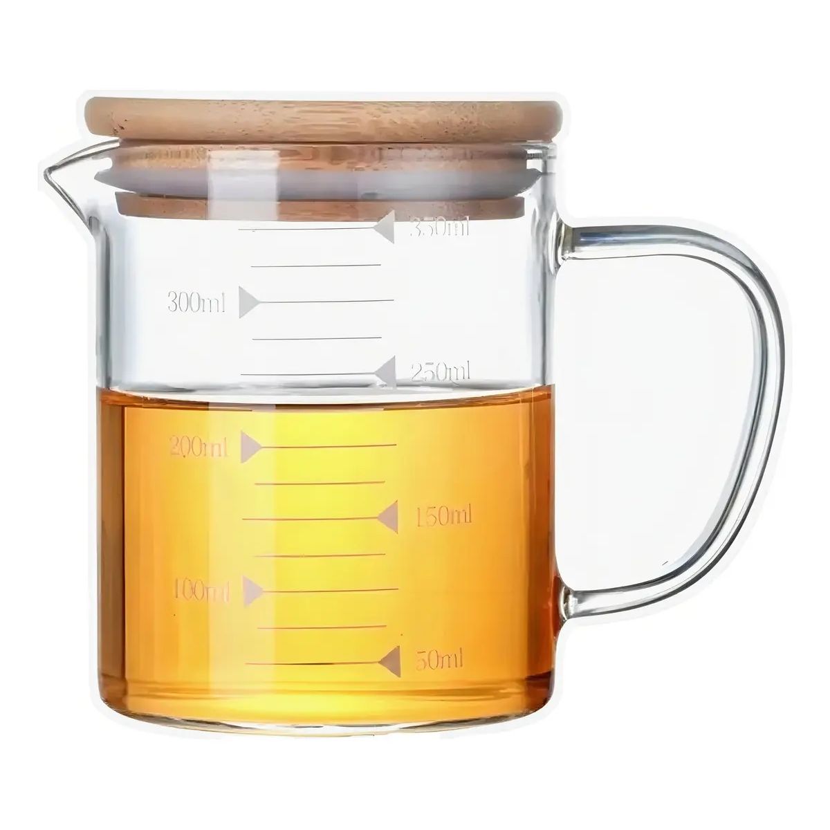 GENERICO - Jarra Medidora Vitrineon 350ml Vidrio Borosilicato Tapa Bambu