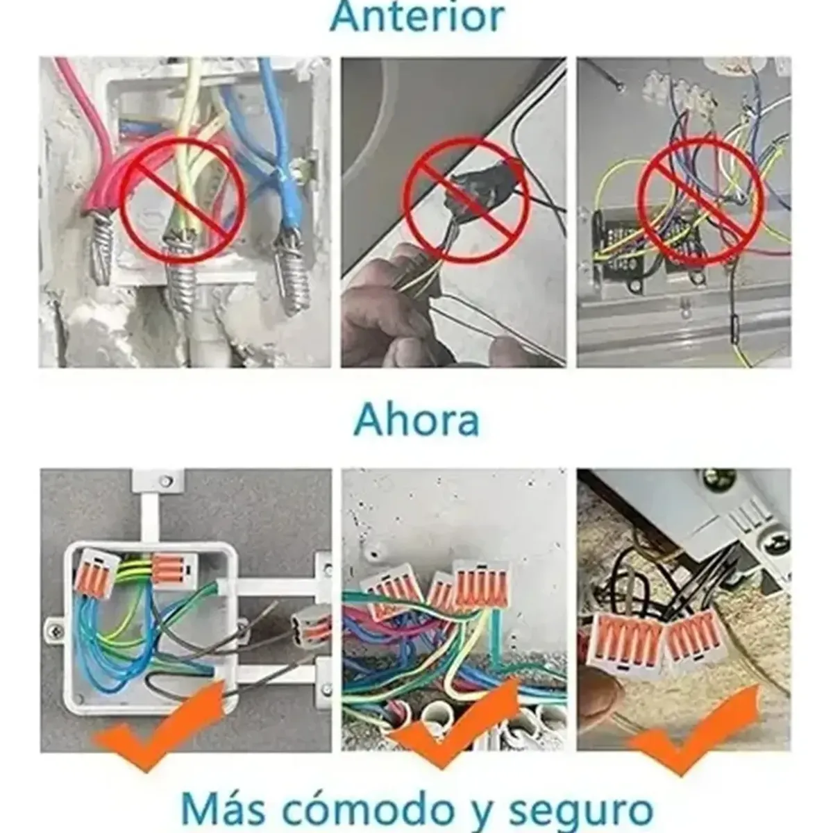 GENERICO - Set 100 Conectores Eléctrico Rápido Tipo Wago 3 Entradas