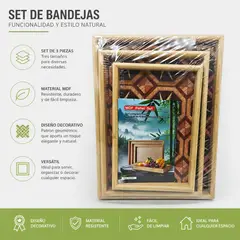 GENERICO - Set de 3 Marcos de Madera MDF, Diseño Geométrico (Diseño Aleatorio)