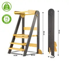 GENERICO - Torre De Aprendizaje Plegable Madera Con 3 Niveles De Altura