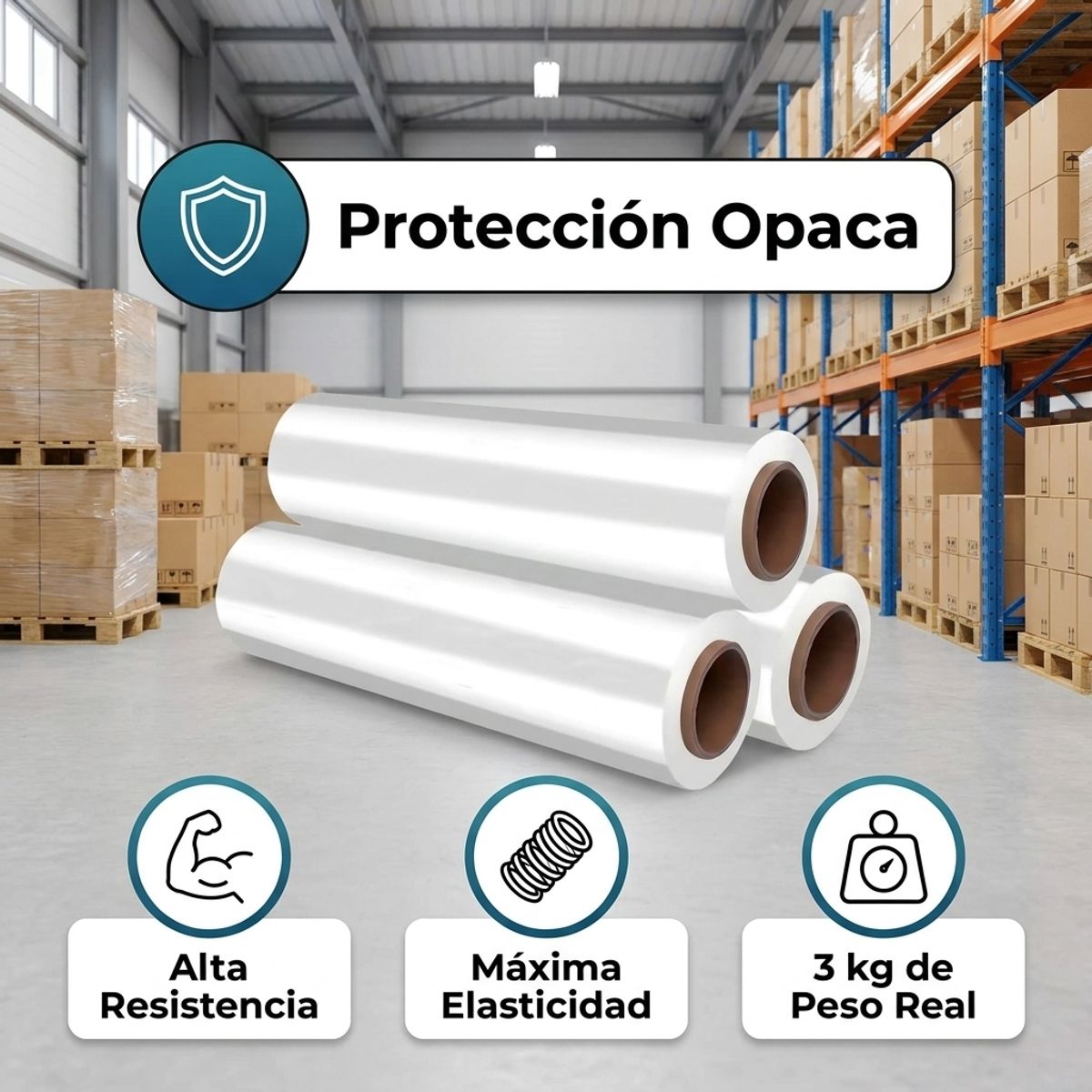 GENERICO - Film Estirable Blanco 50cm x 3kg para Paletizado Industrial