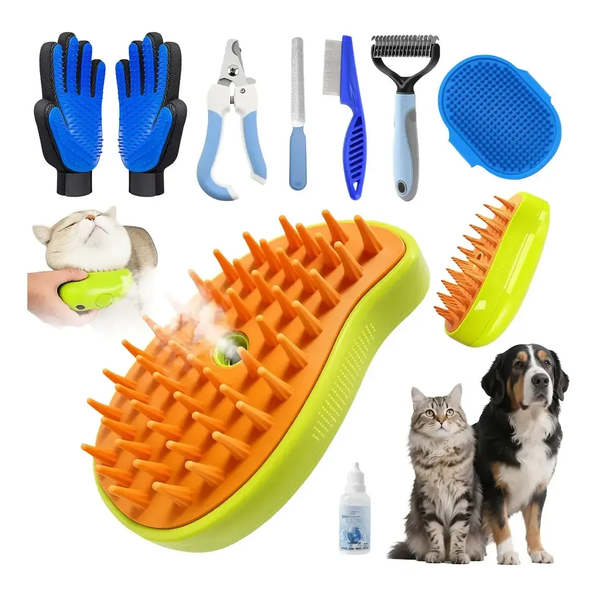 GENERICO - 9pcs Cepillo Deslanador Perro Gato Vapor Mascota Masajeador