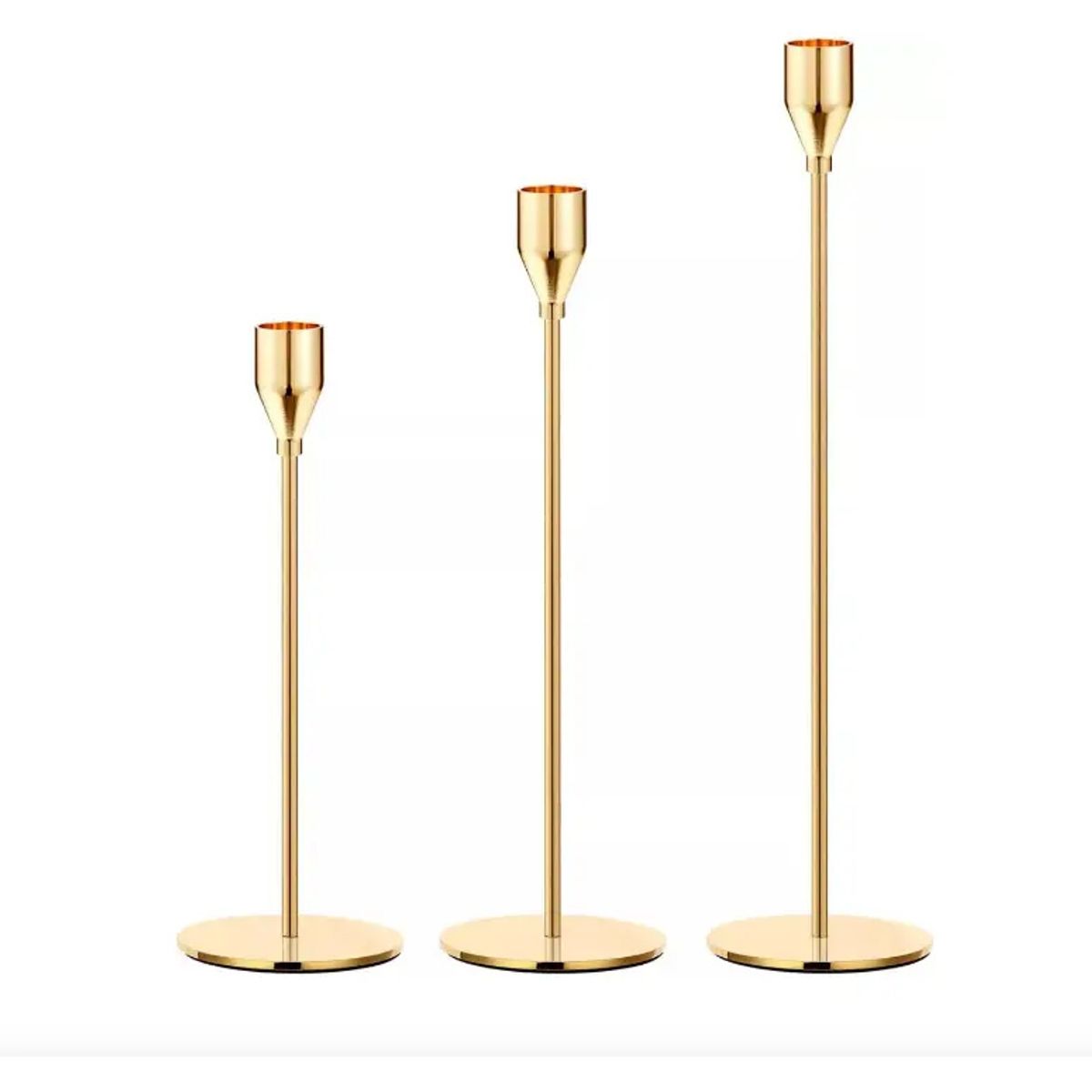 KUANGYE - Set 3 Candelabro Portavelas Metal Mesa Boda Fiestas Casa