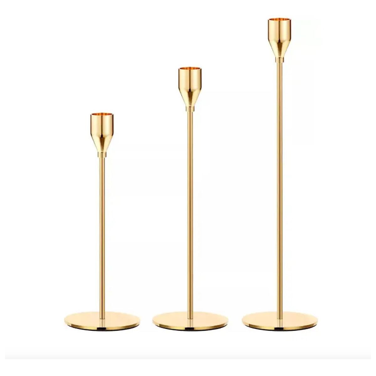 KUANGYE - Set 3 Candelabro Portavelas Metal Mesa Boda Fiestas Casa