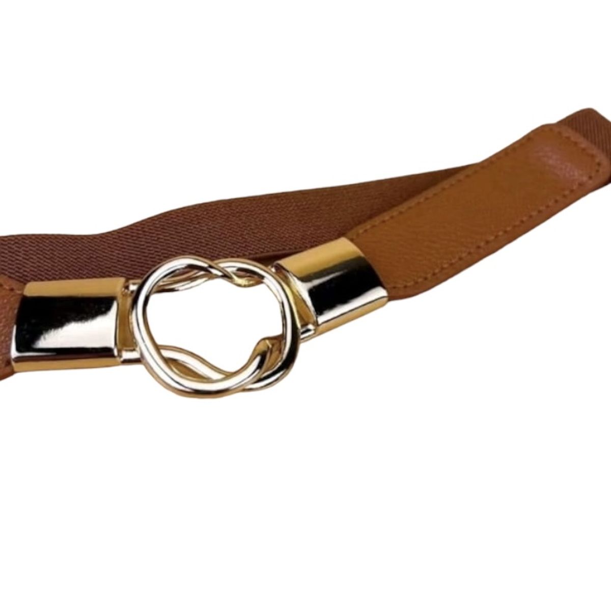 GEN - Cinturón delgado de mujer elasticado ancho 2.5 cm hebilla circular