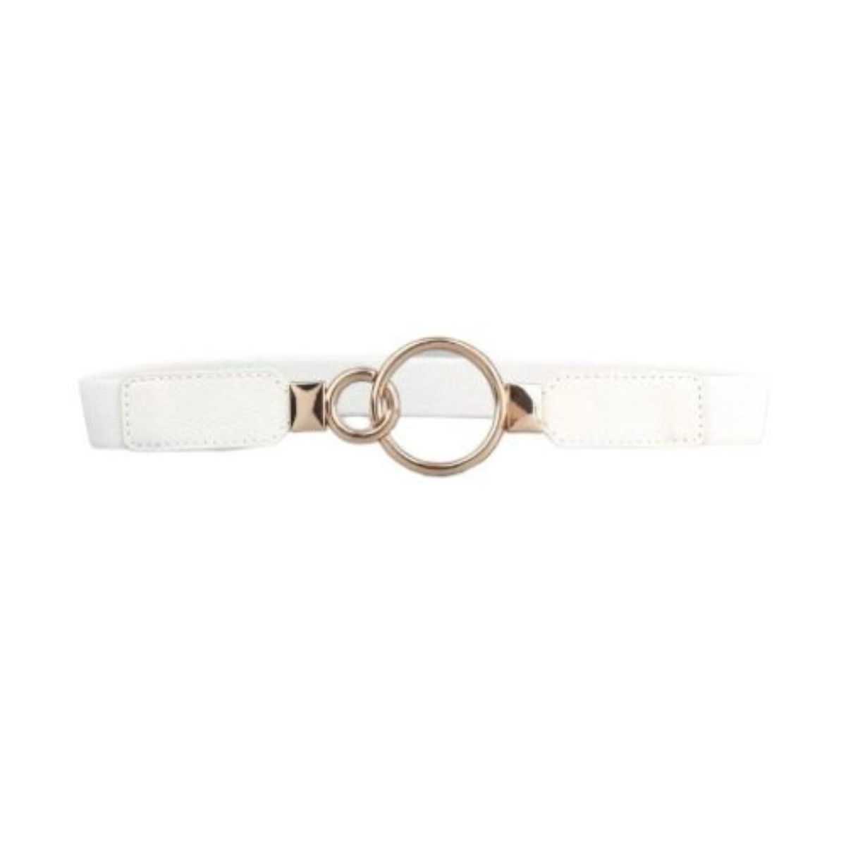 GEN - Cinturón delgado de mujer elasticado ancho 2.5 cm hebilla aro dorado