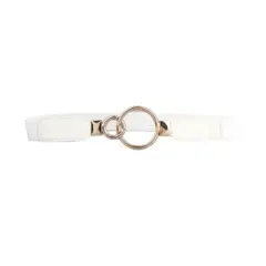 GEN - Cinturón delgado de mujer elasticado ancho 2.5 cm hebilla aro dorado