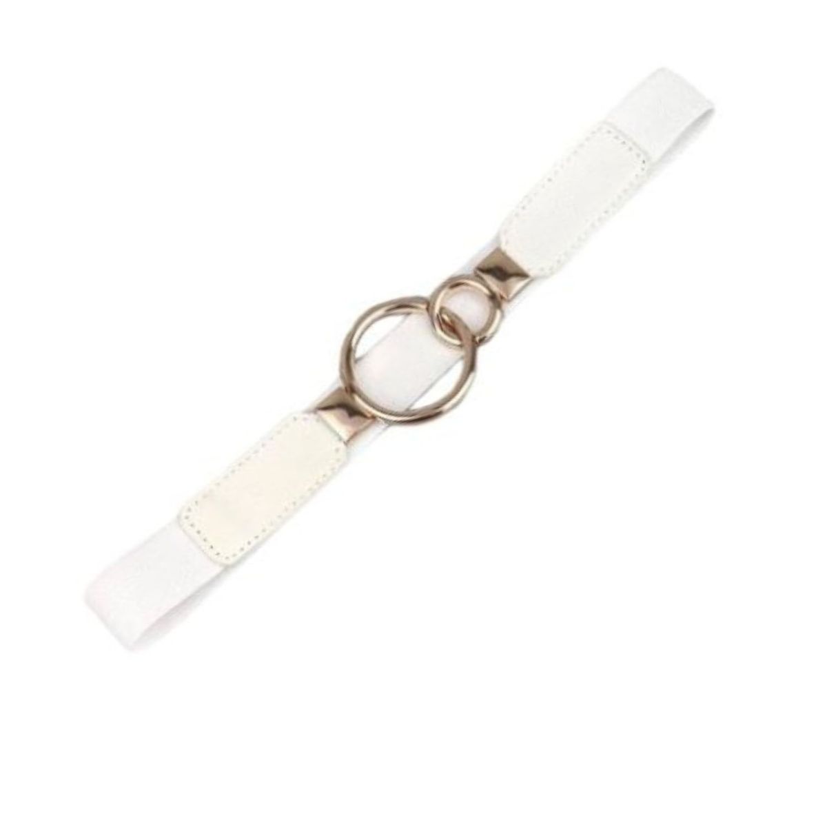 GEN - Cinturón delgado de mujer elasticado ancho 2.5 cm hebilla aro dorado