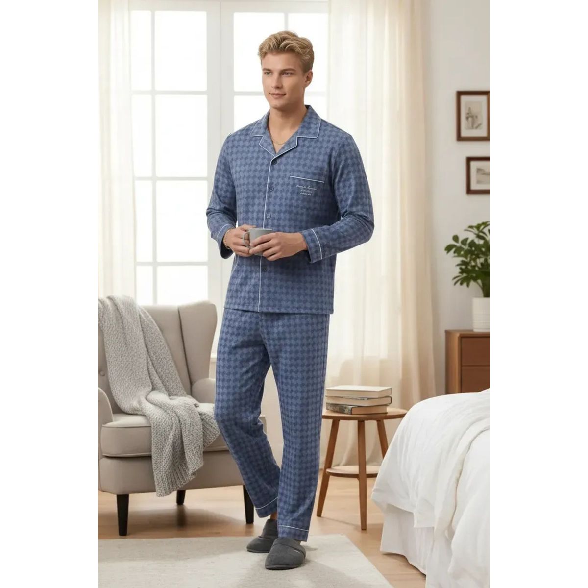 LOOK SHOP - PIjama Hombre Tallas Grandes Algodón Premium. Regalo A Papá 612