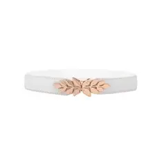 GEN - Cinturón delgado de mujer elasticado ancho 2.5 cm hebilla diseño hojas doradas