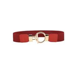 GEN - Cinturón delgado de mujer elasticado ancho 4cm hebilla aro dorado