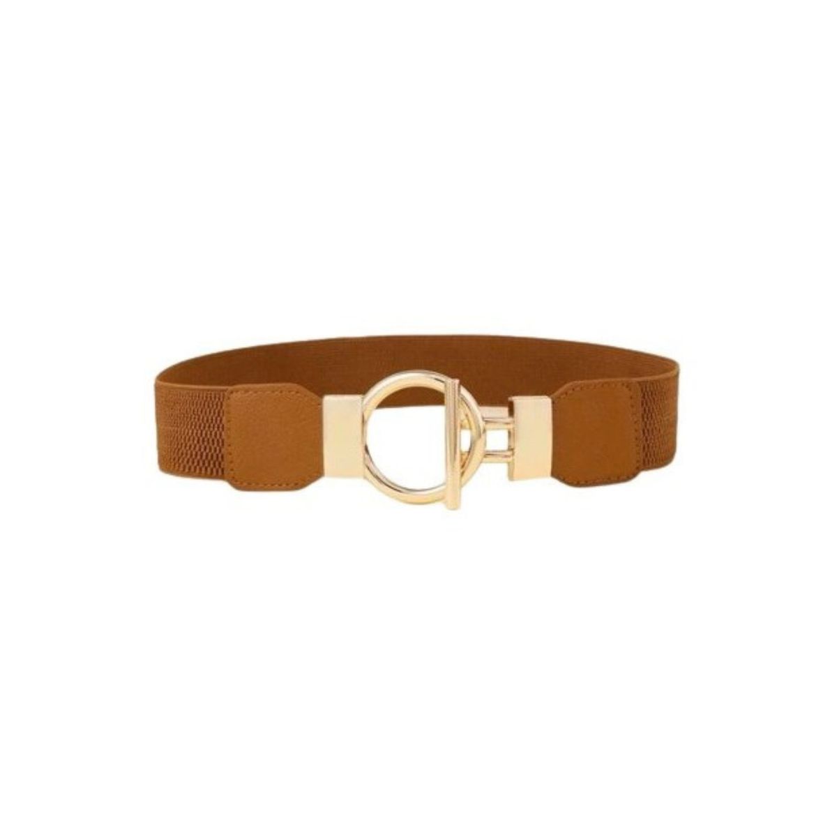 GEN - Cinturón delgado de mujer elasticado ancho 4cm hebilla aro dorado