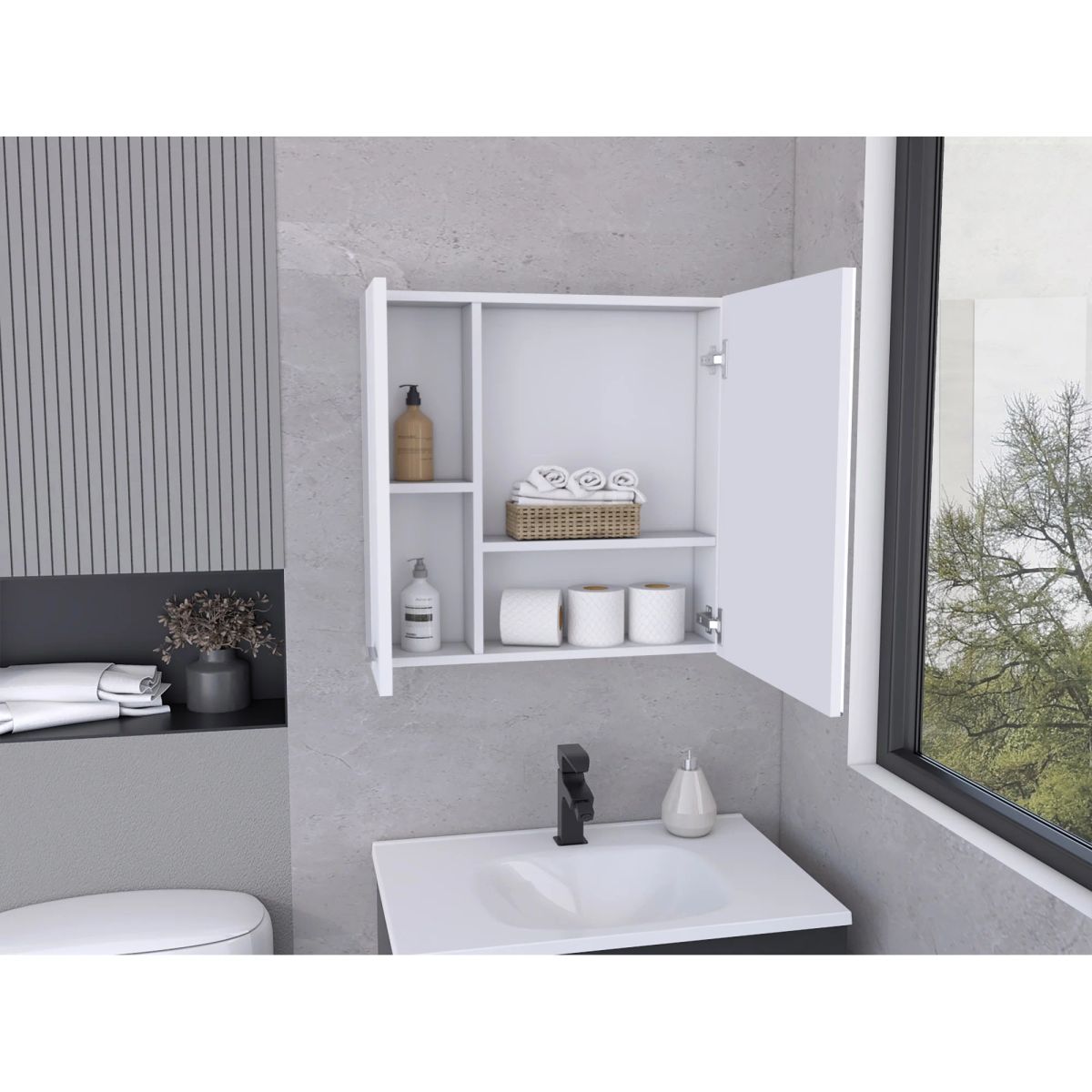 TUHOME - GABINETE DE BAÑO SINES 60X60X14,9 CM BLANCO MQZ