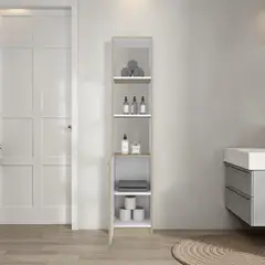 TUHOME - ESTANTE ALTO DE BAÑO 1 PUERTA BATH 162,2X33X26,8 CM CARTAGENA Y BLANCO