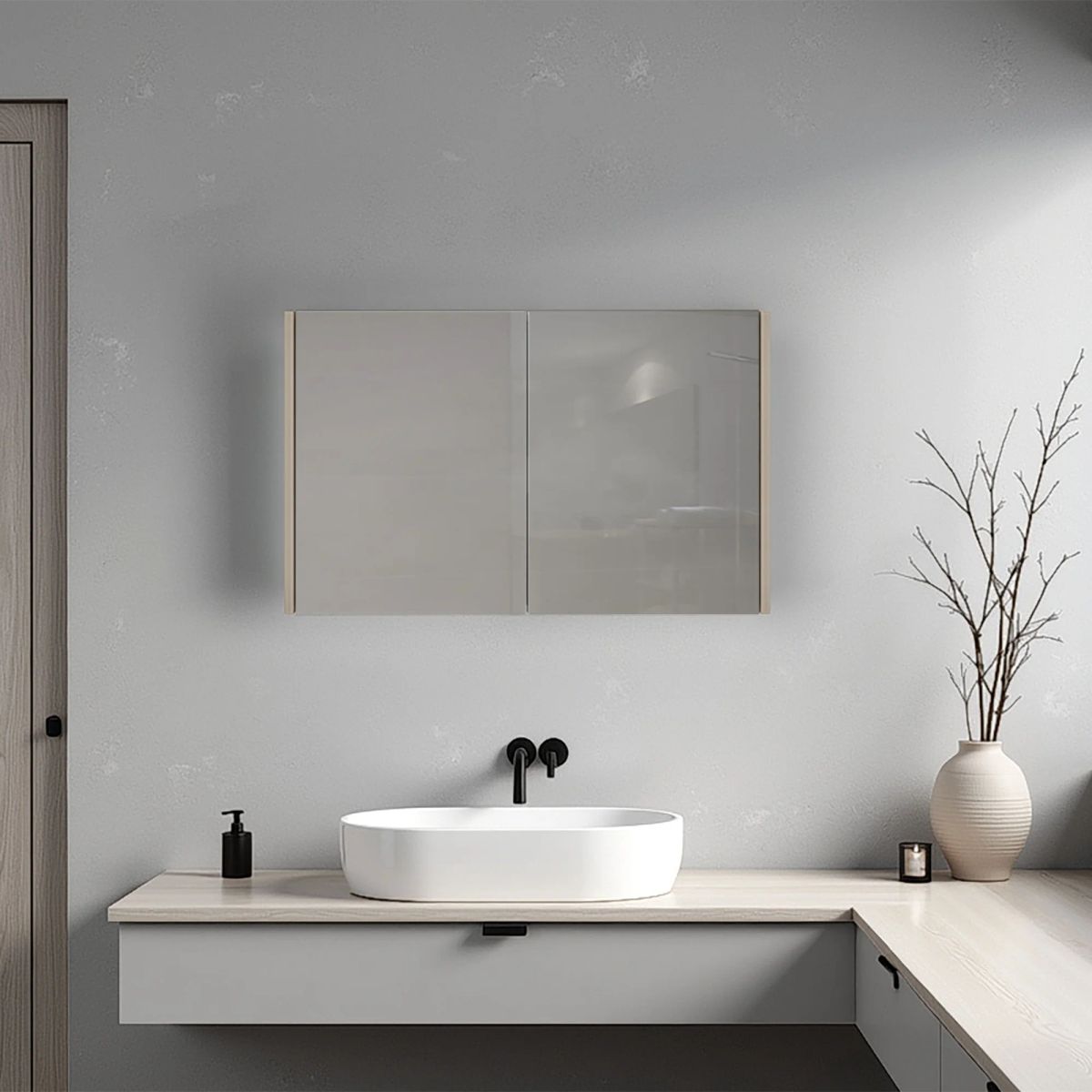 TUHOME - BOTIQUIN 80 2 PUERTAS CON ESPEJO CARTAGENA 50,0X80,0X14,1 CM
