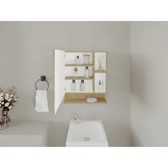 TUHOME - BOTIQUIN 1 PUERTA CON ESPEJO CHLOE 61,6X51,2X12,4 CM FRESNO Y BLANCO