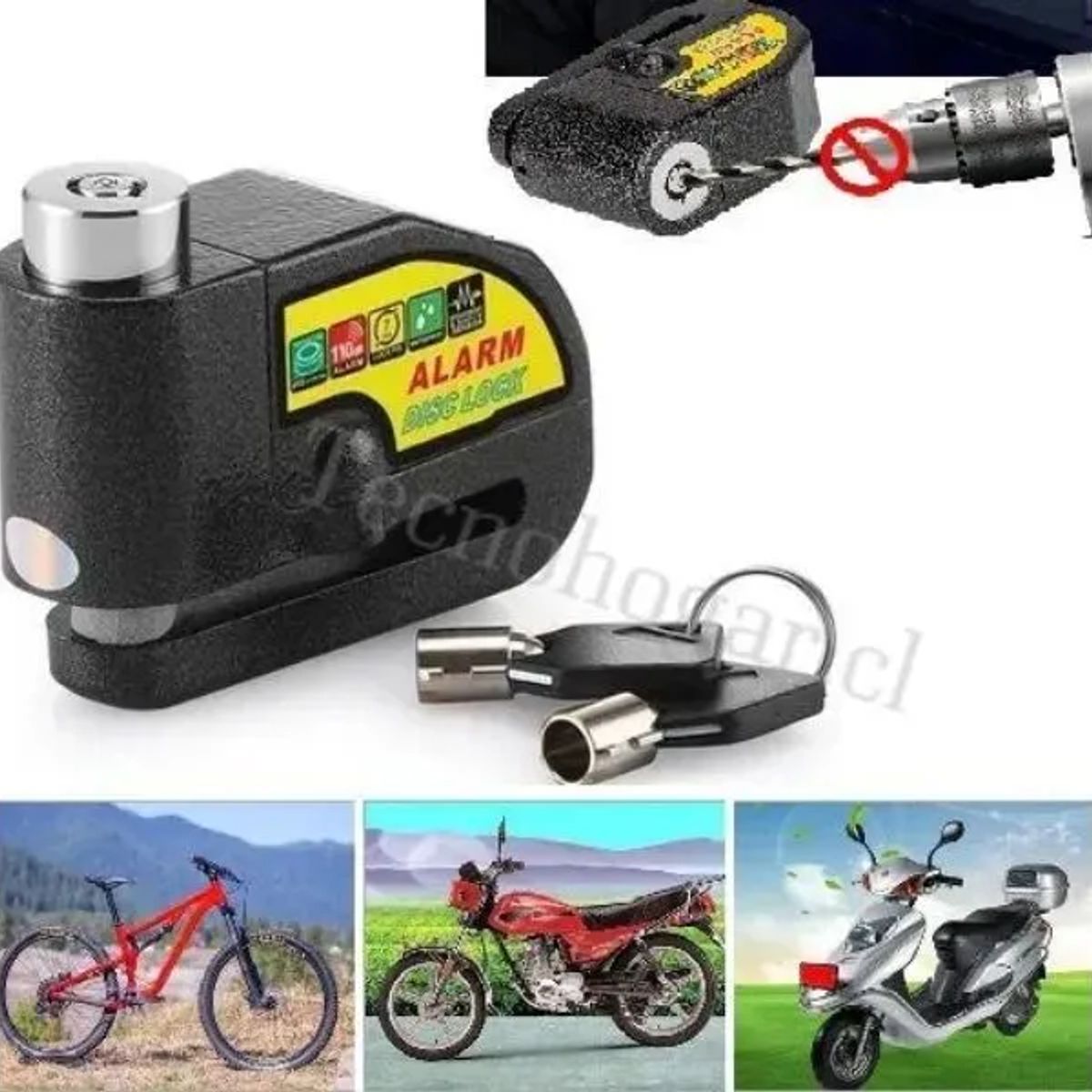 GENERICO - Candado Alarma Moto Bicicleta Scooter Reforzado Antirobo