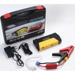 TASBEL - Kit Partidor Bateria Auto Jump Starter Portatil Power Bank USB Linterna Emergencia Maletin