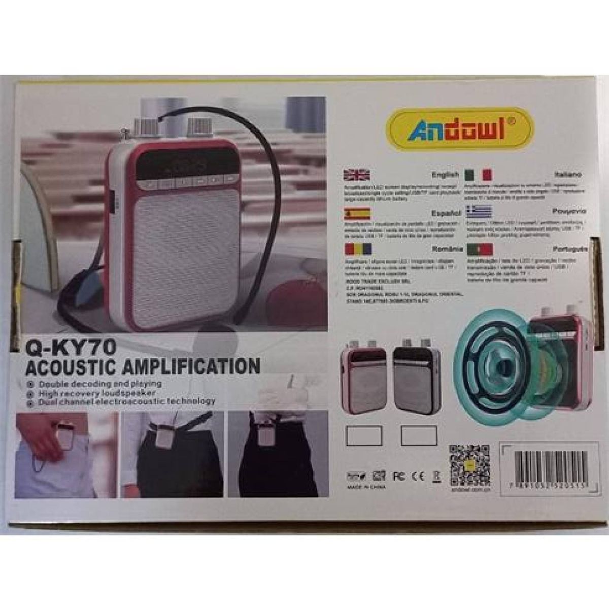 ANDOWL - Parlante Portatil con Micrófono ANDOWL Q-KY70