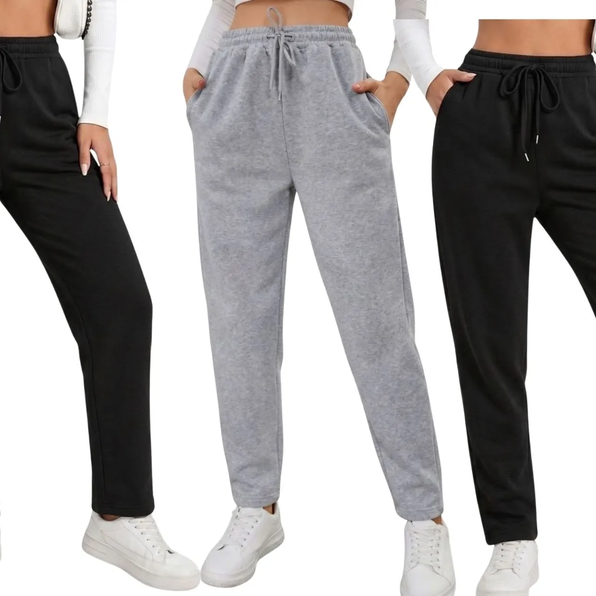 LOOK SHOP - Pack 3 Jogger Buzo Mujer. Pantalón Recto Forro Polar Oferta 138