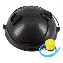 BASKO FITNESS - Bosu Ball Black con Inflador y Manillas