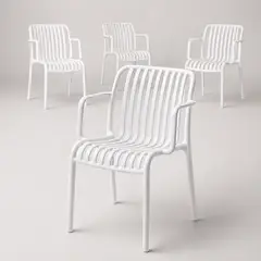 SPACE HOME - Pack 4 Sillas Olimpo Blancas Para Balcón Patio O Jardín