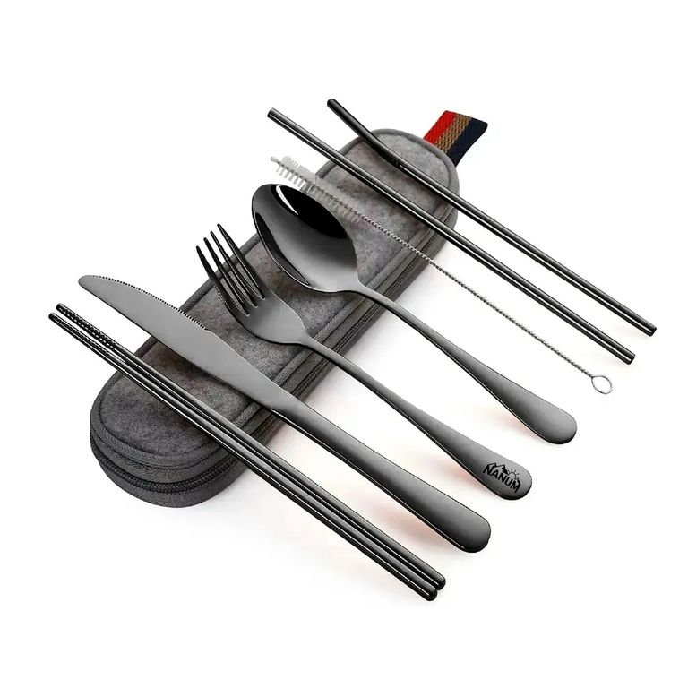 Juego De Cubiertos Portatiles Acero Inoxidable De 8 Piezas.