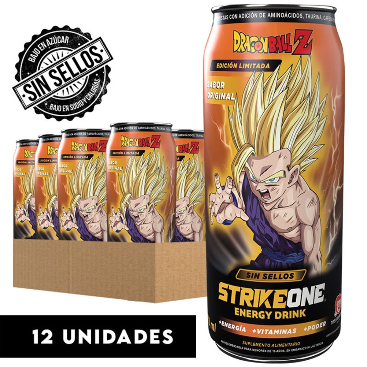 STRIKE ONE - PACK 12 ENERGETICAS STRIKE ONE ENERGY DRINK DRAGON BALL ORIGINAL/ GOHAN  - STRIKEONE