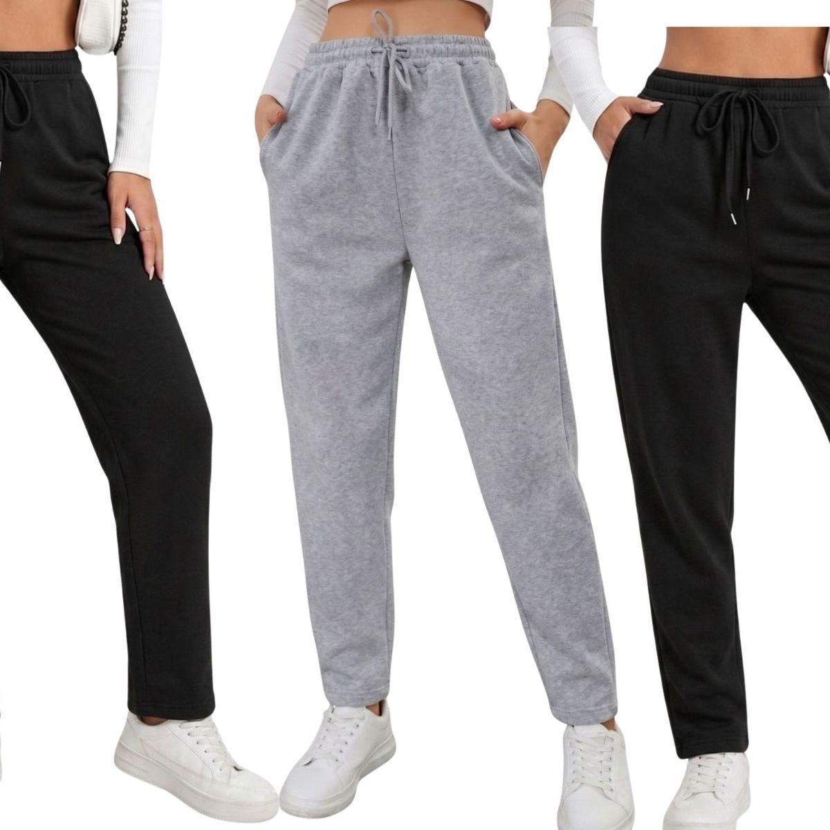 LOOK SHOP - Pack 3 Jogger Buzo Mujer. Pantalón Recto Forro Polar Oferta 138