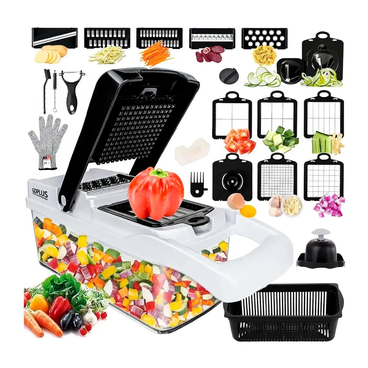 ESHOPANGIE - Picador De Verduras Multifuncional 26 Piezas Mandolina Ralla