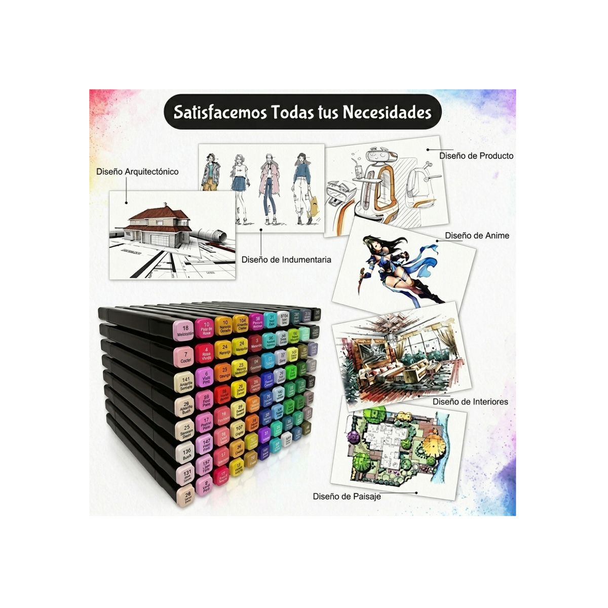 GENERICO - Kit 80 Lápices Plumones - Marcadores Doble Punta Para Pintar