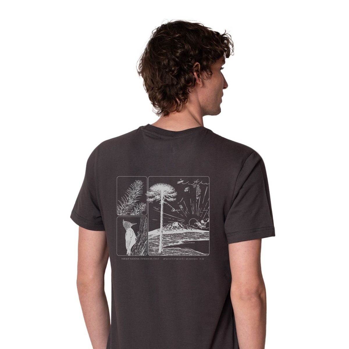 LENGA - Polera Hombre Algodón Orgánico Conguillio Naturaleza Lenga