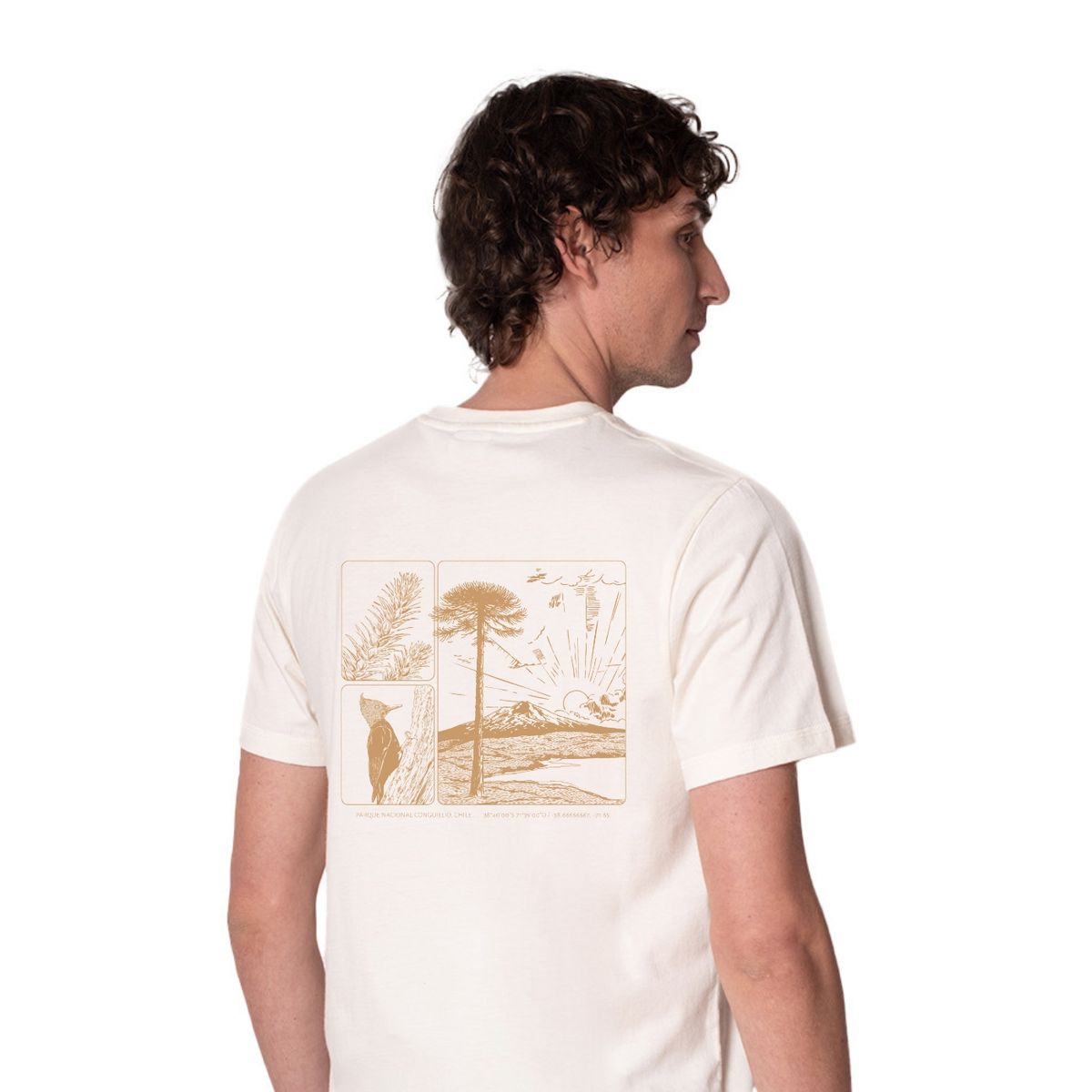 LENGA - Polera Hombre Algodón Orgánico Conguillio Naturaleza Lenga