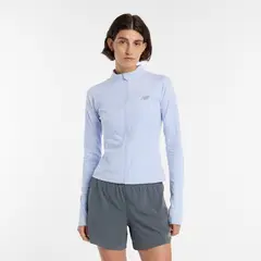 NEW BALANCE - Polerón Running Mujer Harmony Fitted Celeste