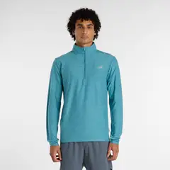NEW BALANCE - Polerón Running Hombre Space Dye 1/4 Zip Verde