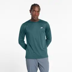 NEW BALANCE - Polera Manga Larga Running Hombre Esentials Azul