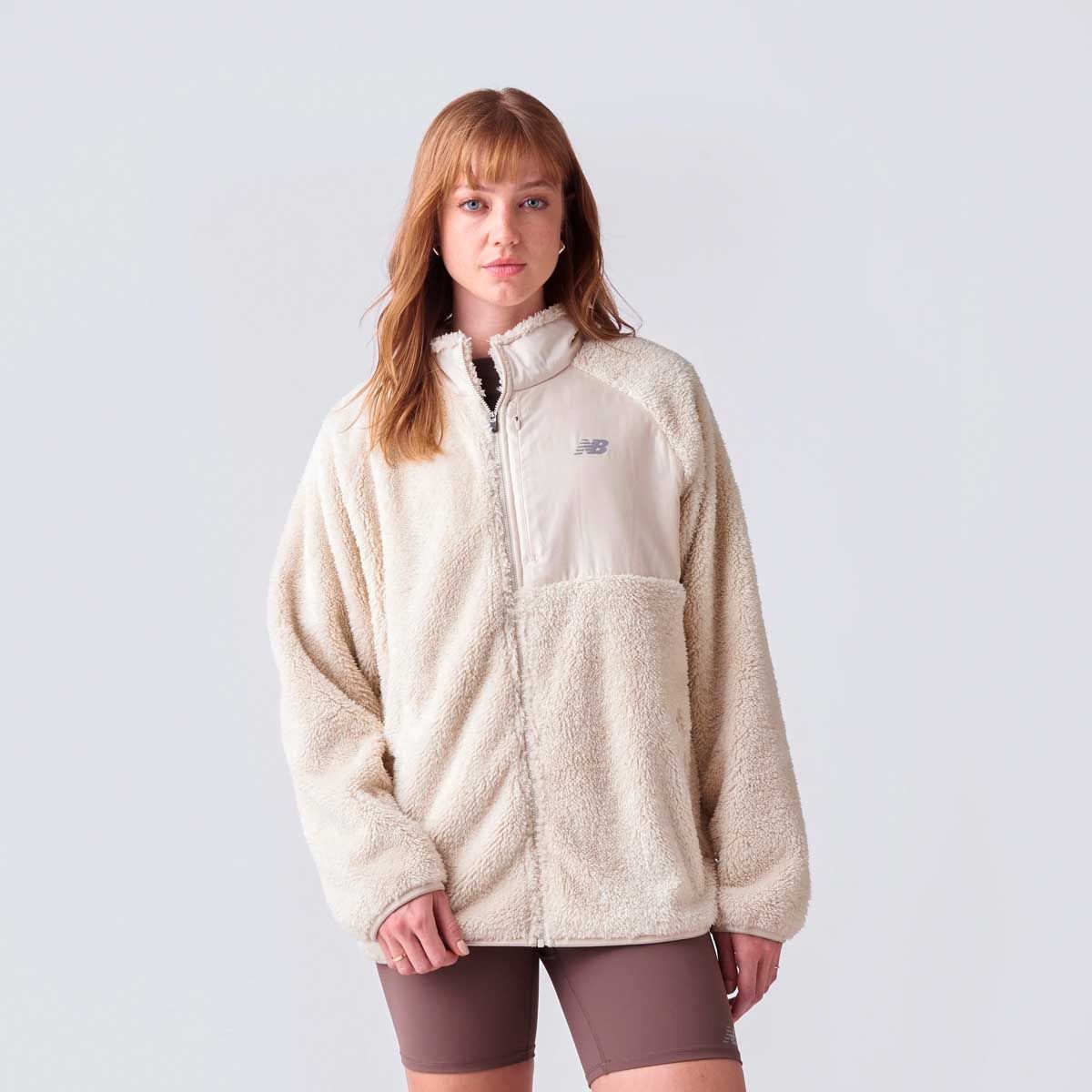 NEW BALANCE - Polerón Polar Outdoor Mujer New Balance Full Zip Beige