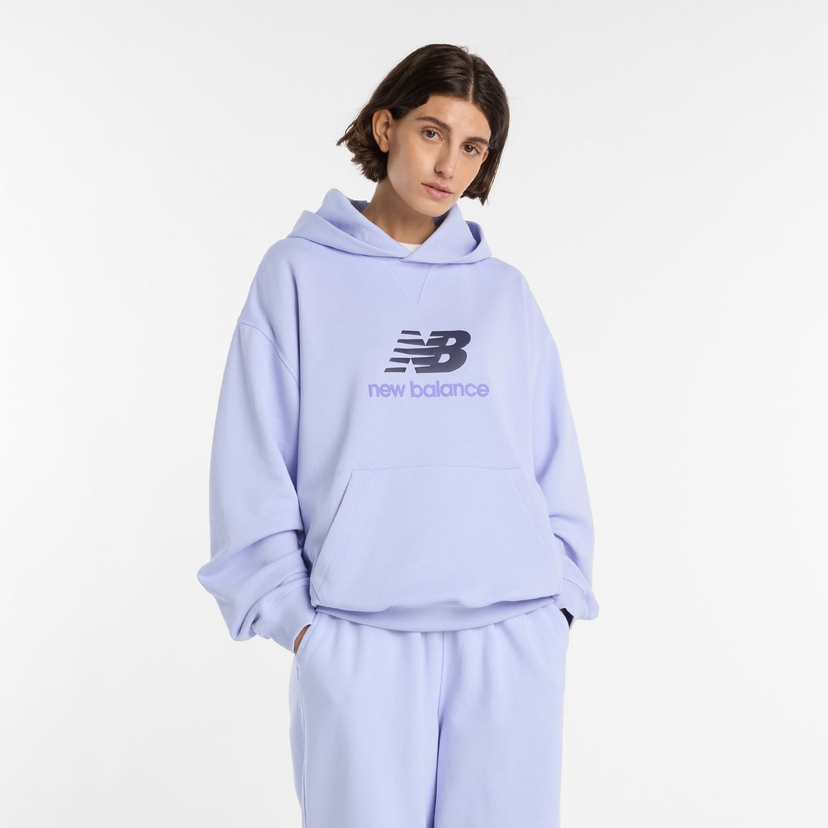 NEW BALANCE - Polerón Lifestyle Mujer New Balance Fleece Hoodie Celeste