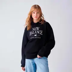 NEW BALANCE - Polerón Lifestyle Mujer Linear Heritage Negro