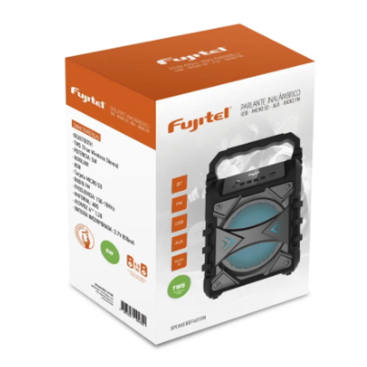 FUJITEL - Parlante Portatil Bluetooth 5W RMS USB Negro Fujitel