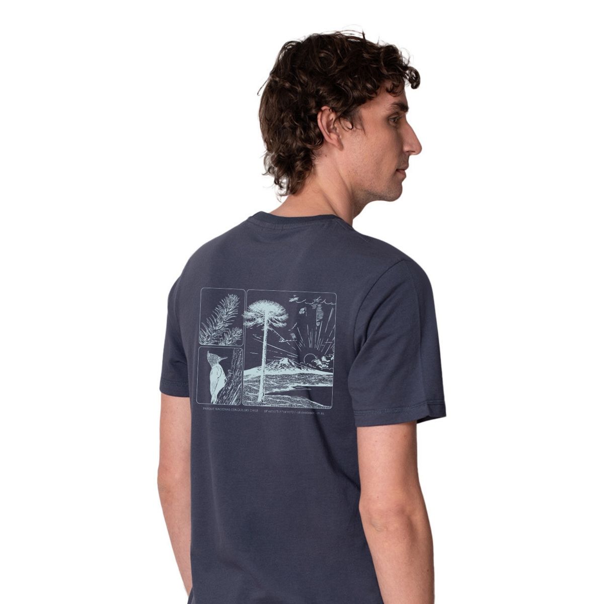 LENGA - Polera Hombre Algodón Orgánico Conguillio Naturaleza Lenga