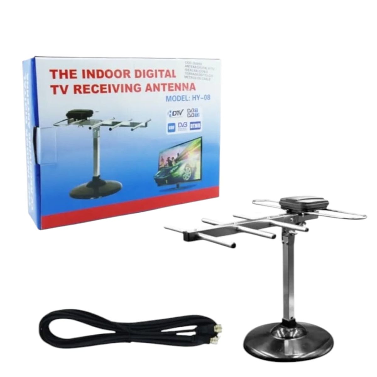 GENERICO - Antena Tv Digital Hy-08 Cable 5 Metros Para Balcon O Terraza